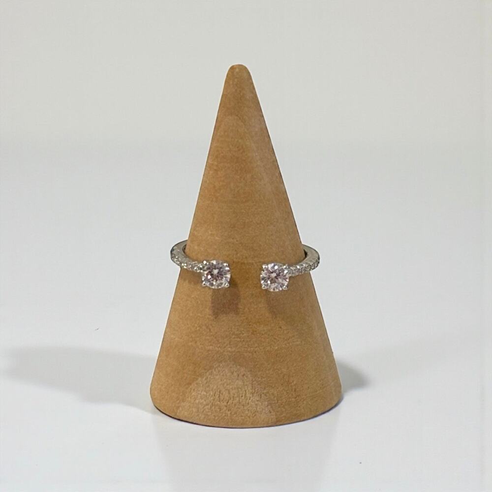 925 Sterling Silver Zircon Adjustable Ring - Size 9
